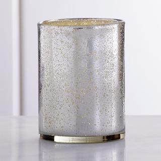 Bubbled Silver Hurricane Candle Holder