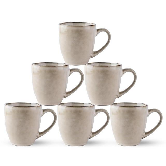 GBHOME Ceramic Ceramic Coffee Mugs Set of 6, 12oz Stoneware Coffee Mugs Set For Dad Mom Women MEN, Light Weight Ceramic Coffee Cups for Latte/Tea/Beer/Hot Cocoa, Dishwasher & Microwave Safe,Cappuccino
