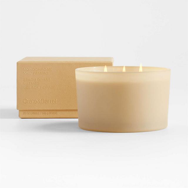 Monochrome No. 7 Beige Pampas 3-Wick Scented Candle - Beach Grass, Nutmeg and Black Pepper
