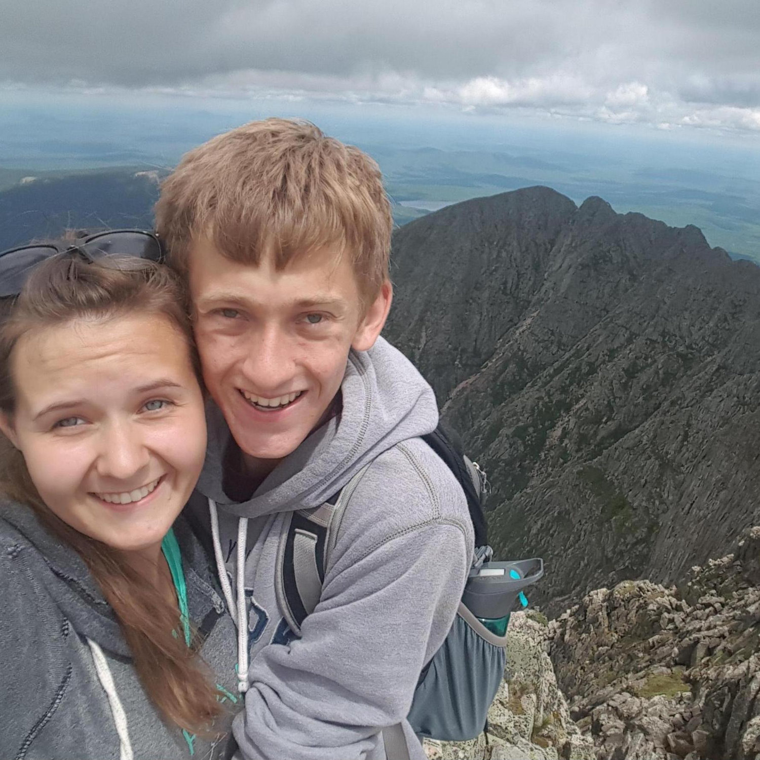 Do you see that crazy ridge in the background? We hiked that together about a year after dating! It is called Knife's Edge, which leads to the summit of Mt. Katahdin!