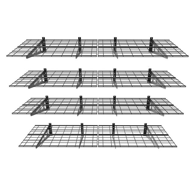 FLEXIMOUNTS 4-Pack 2x6ft 24-inch-by-72-inch Wall Shelf Garage Storage Rack Floating Shelves, Black