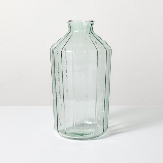 14" Ribbed Glass Decorative Flower Vase - Hearth & Hand™ with Magnolia