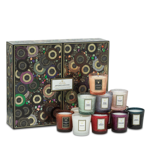 Voluspa Japonica Archive 12 Embossed Glass Candles Gift Set