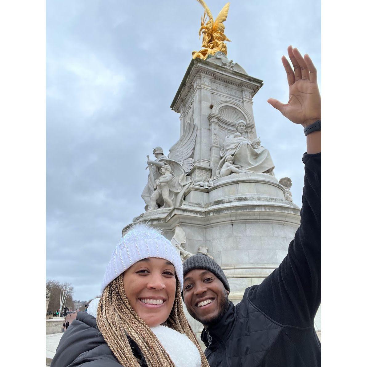 Lance & Marissa visited London in February 2022, this was in front of Buckingham Palace the Statue of Queen Victoria