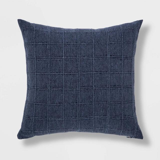 Woven Washed Windowpane Square Pillow Blue - Threshold™