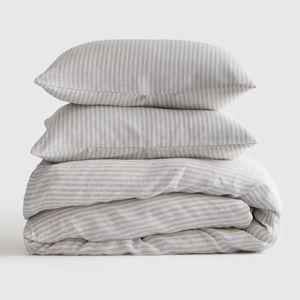 Linen Duvet Cover Set | Quince in Mist/White Stripe