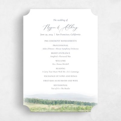 White Ticket Wedding Program - Meadowlark