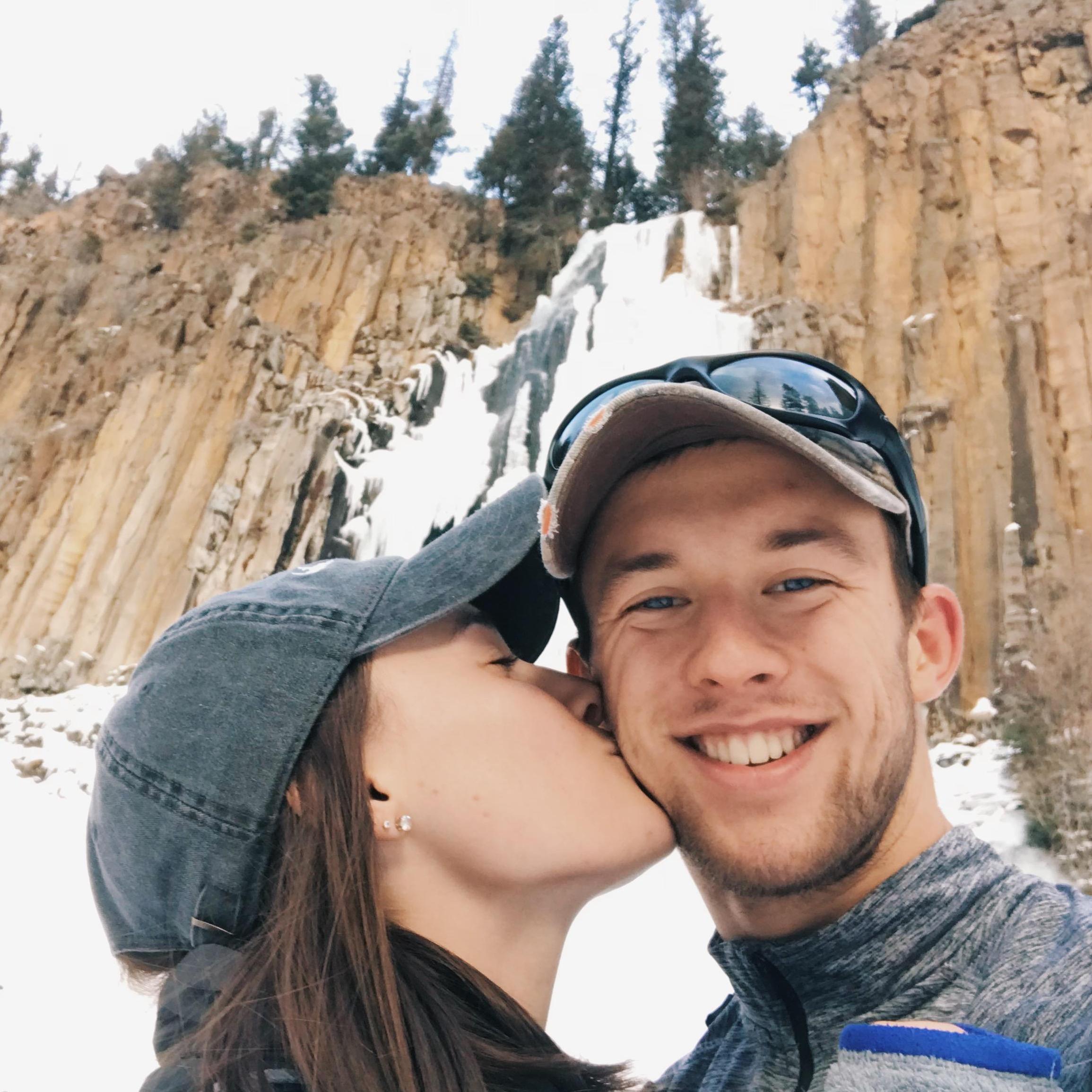 Was this photo taken before or after Casey slipped on the ice at Palisade Falls and allegedly broke his tail bone?