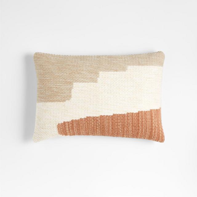 Corby 22"x15" Geometric Camel Tan Kilim Pillow with Down-Alternative Insert