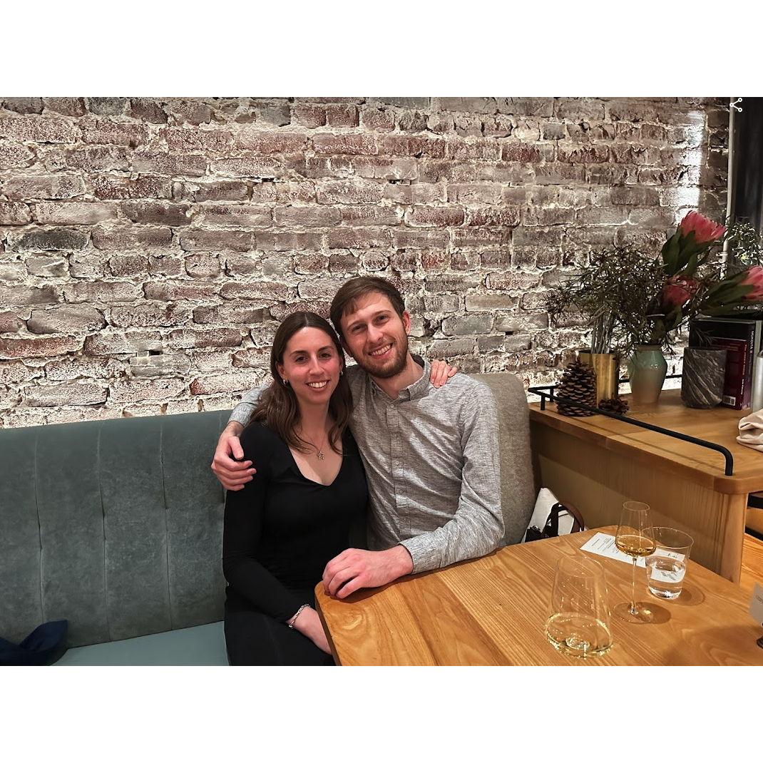 Valentine's Day surprise for Bryce: dinner & wine pairing + meet the chef at Birdsong, a two-star Michelin restaurant in San Francisco.