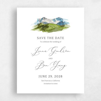 White Fall Wedding Save the Date - Mirador Portrait