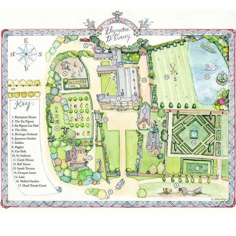 Map of the venue.

Ceremony will be in Castle House (11). 
Meal will be in Brympton House (1)
Reception will be in the Stables (7)