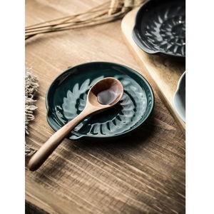 Spoon Holder for Stove Top, Cooking Spoon Rest for Multiple Utensils, Large Utensil Rest Ceramic Spatula Holder, Modern Farmhouse Kitchen Decor, Dark Green