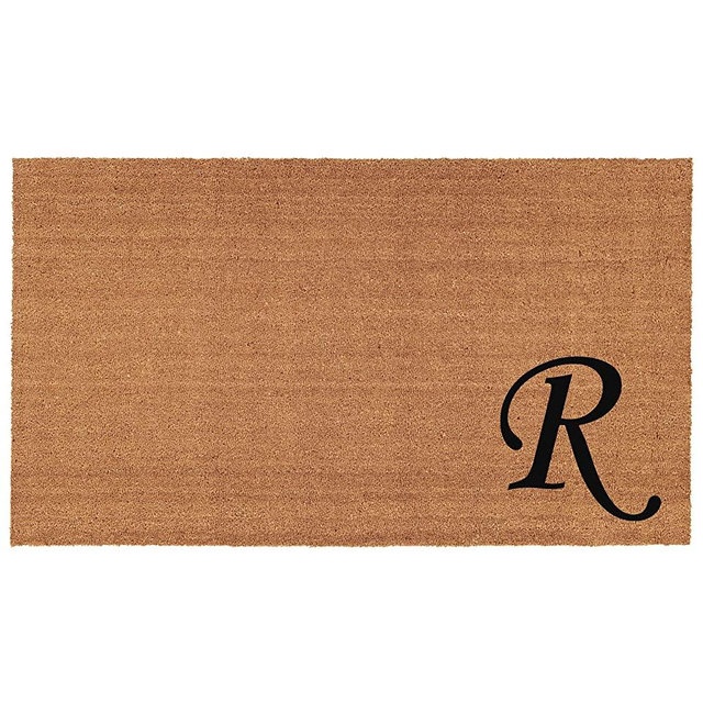 Home & More 153622436R Urban Chic Monogram Doormat (Letter R), Black/Natural, 24" x 36"