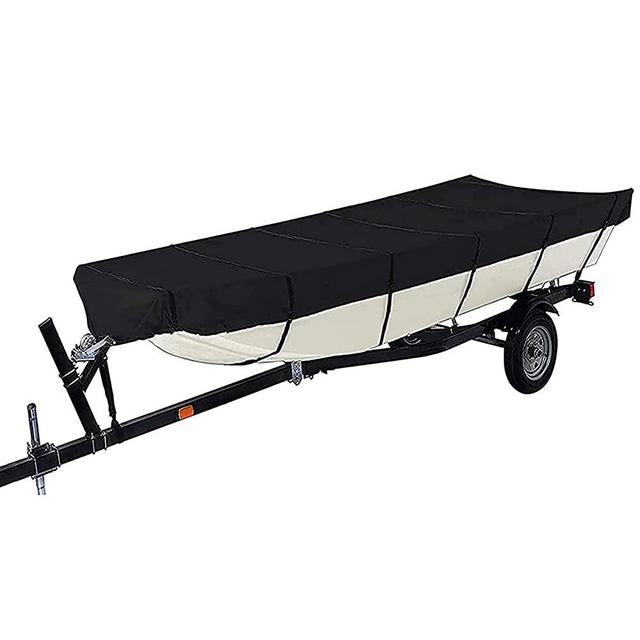 Boat Cover Heavy Duty Trailerable Replacement for Jon Boat 12Ft Long and Beam Width Up to 56 Inch Black