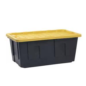 Project Source Commander X-large 40 -Gallons ( 160 -Quarts ) Black and Yellow Heavy Duty Stackable Tote with Standard Snap Lid