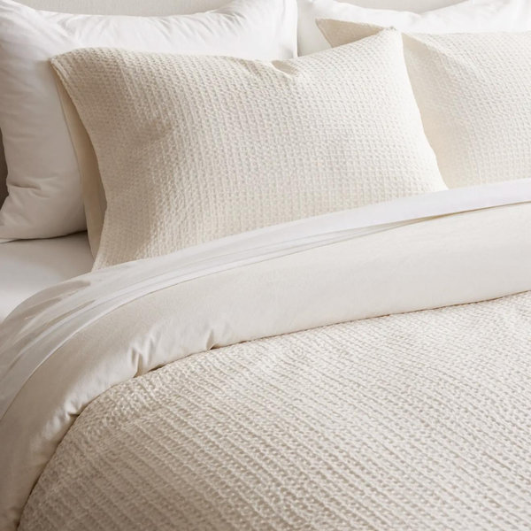 Organic Luxe Honeycomb Duvet Cover Set - color Undyed, King/Cal King