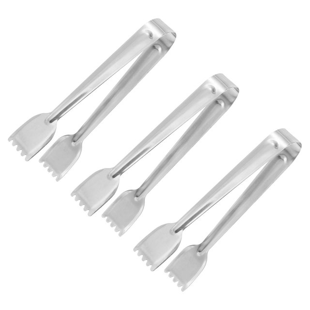 Unique Bargains Silver Tea Party Dessert Stainless Steel Ice Tongs 3 Pcs