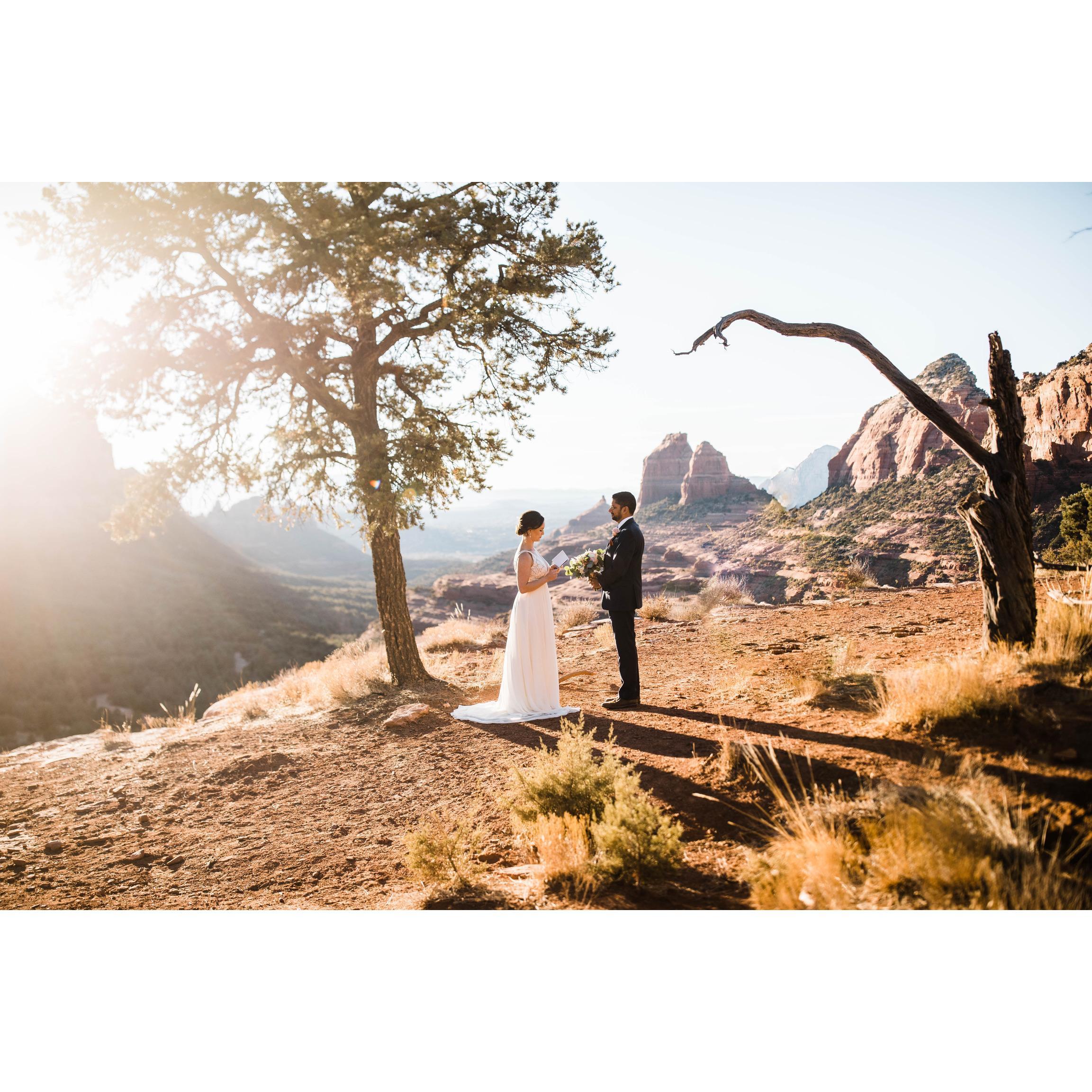 we exchanged vows at sunset at the edge of a canyon overlooking Sedona