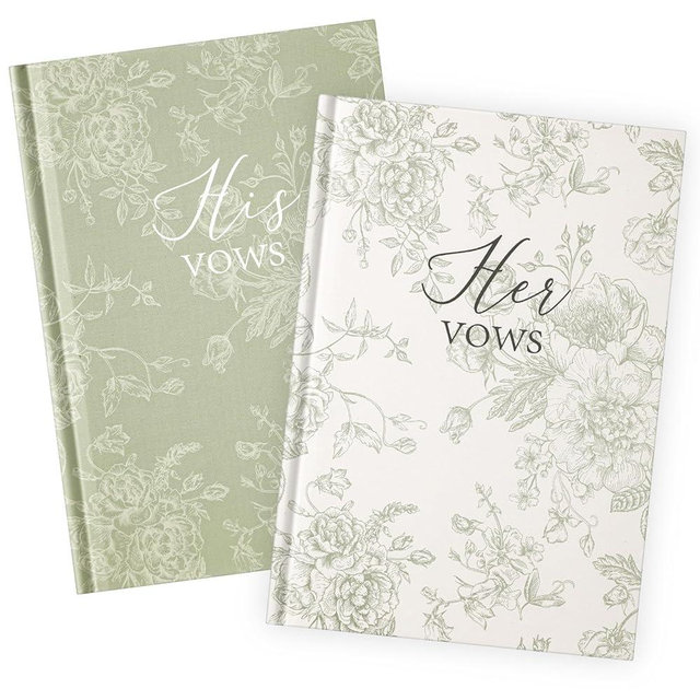 Engrowtic Set of 2 Vow Books His and Hers, Wedding Vow Books (6.06x4.17) Wedding Keepsake Essentials Elegant Bridal Shower Ceremony Gift Elopement Essentials(Green,Floral)