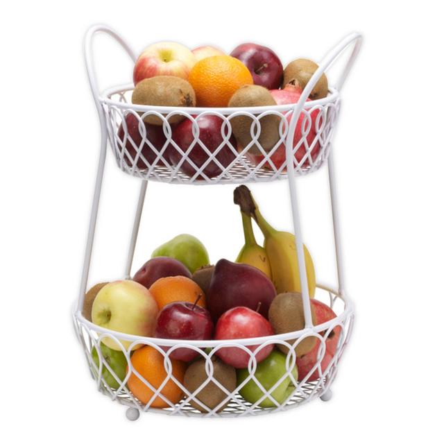 Gourmet Basics By Mikasa® Iron 2-Tier Fruit Basket/Hanger in White