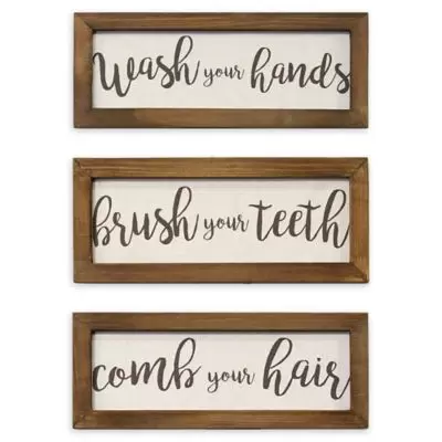 Stratton Home Décor Bathroom Rules Wall Art (Set of 3)