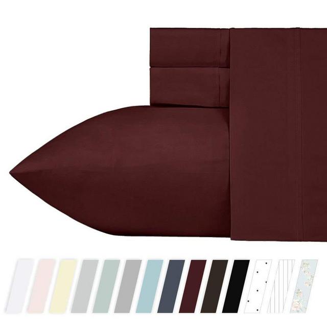 California Design Den 400 Thread Count 100% Cotton Sheet Set, Wine Red Full Sheets 4 Piece Set, Long-Staple Combed Pure Natural Cotton Bedsheets, Soft & Silky Sateen Weave