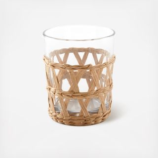 Wicker Wrap Glassware, Set of 4