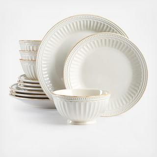 French Perle Groove 12-Piece Dinnerware Set, Service for 4 By Macy's