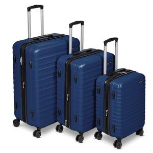 Amazon Basics 3-Piece Set (21", 26", 30"), Hardshell Suitcases With Wheels, Navy Blue
