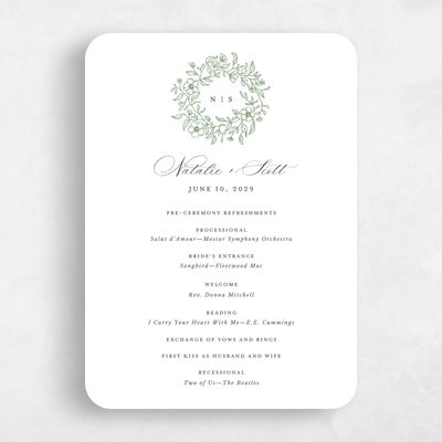 White Rounded Wedding Program - Elaina