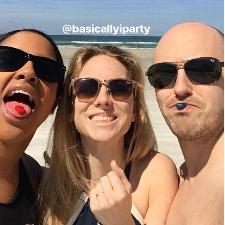 Gushers on the beach to convalesce after Delane broke her arm. Basically, we party.