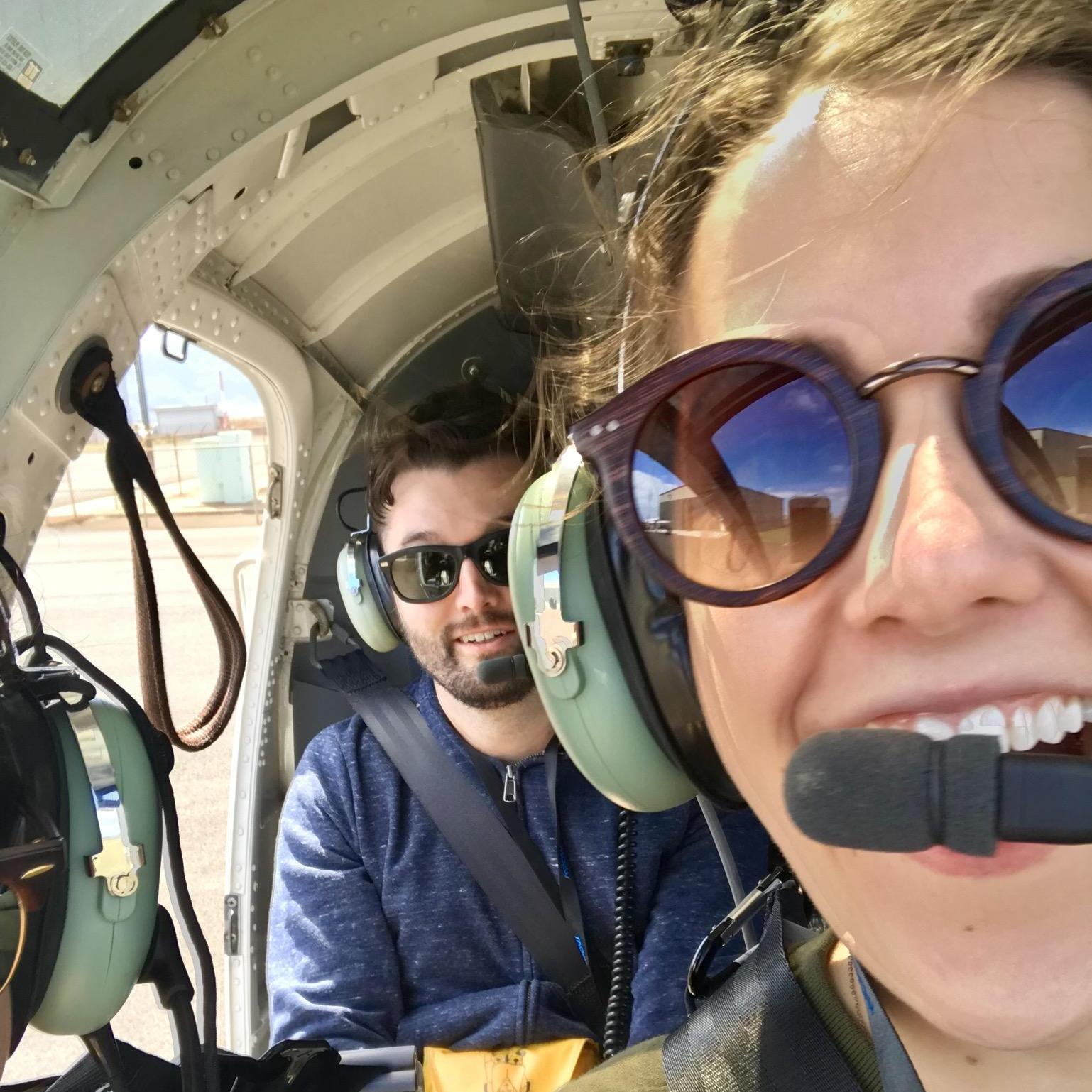 In a helicopter!