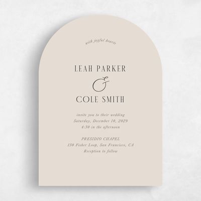 Classic Greige, Beige Wedding Invitation - Glen Portrait