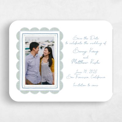 Blue Rounded Wedding Save the Date - Costa Photo