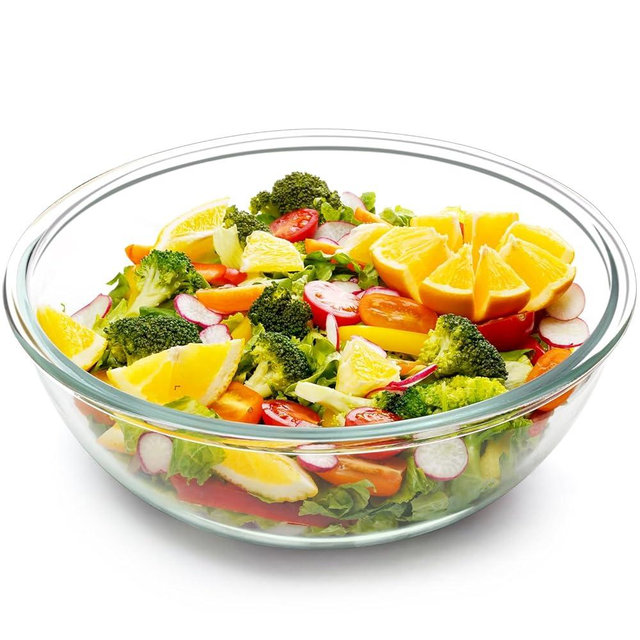 NUTRIUPS 6.3QT Large Glass Mixing Bowl, Large Salad Bowls, Big Glass Bowls for Sourdoug, Salad and Storage, Dishwasher, Microwave and Freezer Safe