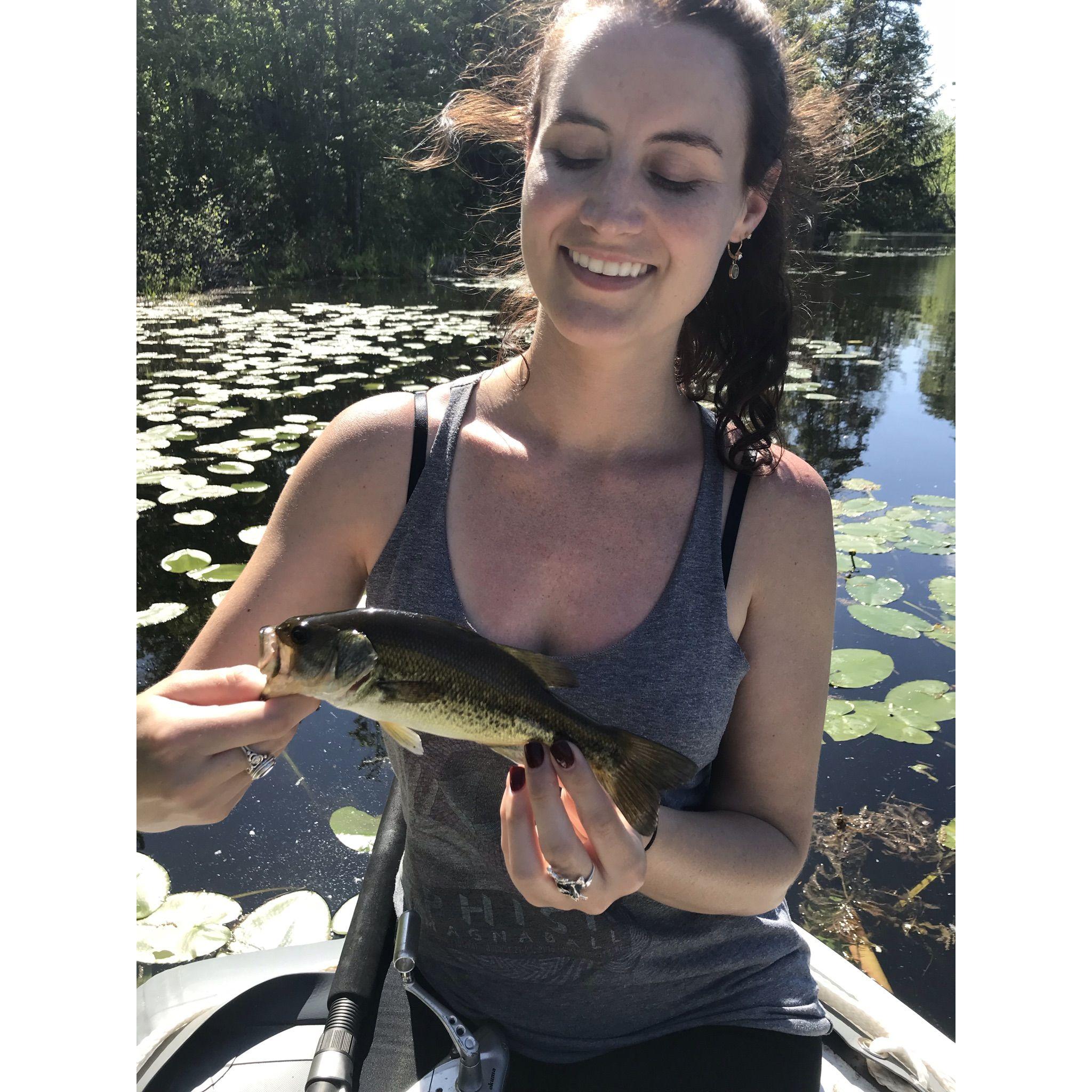 Fishing at Duck Pond in Buxton, ME 2019