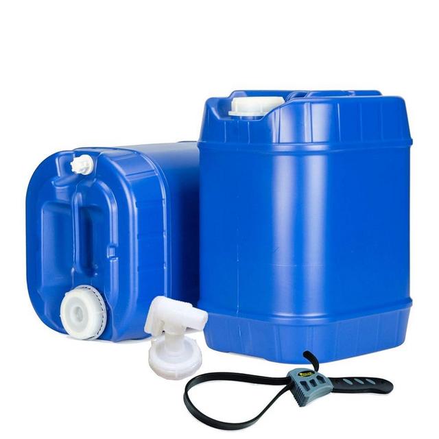 Legacy Food Storage Emergency Water Storage Containers, Long Term 5 Gallon Water Tank - 2 Stackable Food Grade Tanks Included, for Camping, Prepping, Survival - 10 Gallon Total Capacity