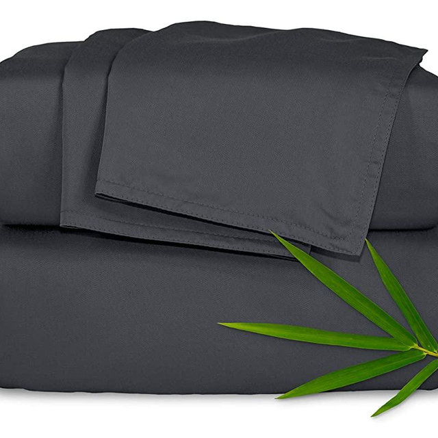 PURE BAMBOO Sheets Full Size Bed Sheets 4 Piece Set, Genuine 100% Organic Bamboo, Luxuriously Soft & Cooling, Double Stitching, 16 Inch Deep Pockets, Lifetime Quality Promise (Full, Charcoal)