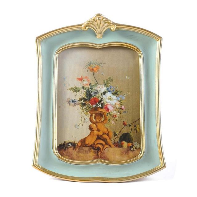 Kangce Vintage Picture Frame 5x7 Antique Ornate Photo Frame Tabletop and Wall Hanging Old-Fashioned Style, Decorative Retro Design Home Decor, Photo Gallery Art,Sage Green