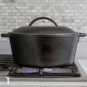Lodge L8DOL3 Cast Iron Dutch Oven with Dual Handles, Pre-Seasoned, 5-Quart