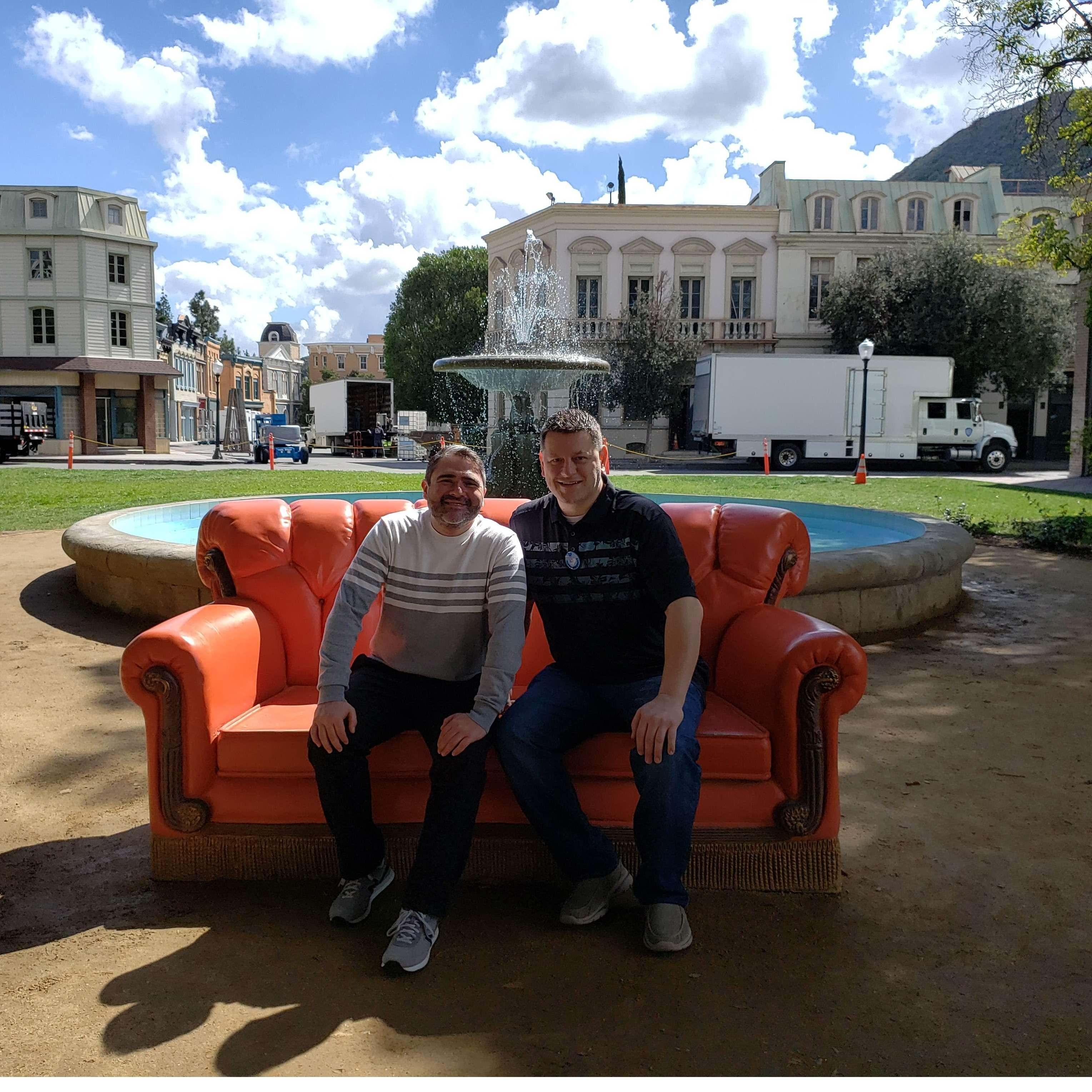 The "Friends" couch at Warner Brothers Studios, Burbank, California
