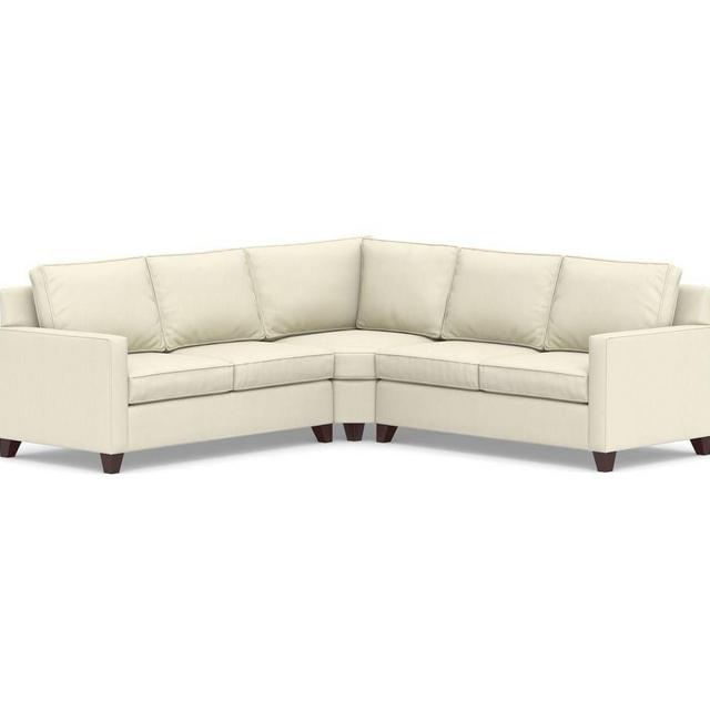 Cameron Square Arm UPH 3-Piece L-Shaped Wedge SCT, PLY Cushions, Premium PRF Basketweave Ivory