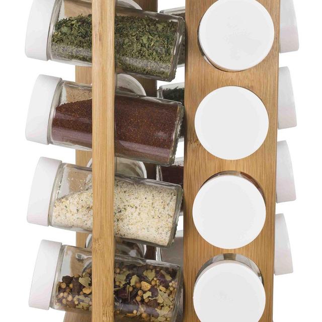 Home Basics Durable Kitchen Spice Rack, 5.87" x 5.87" x 10.87", Bamboo