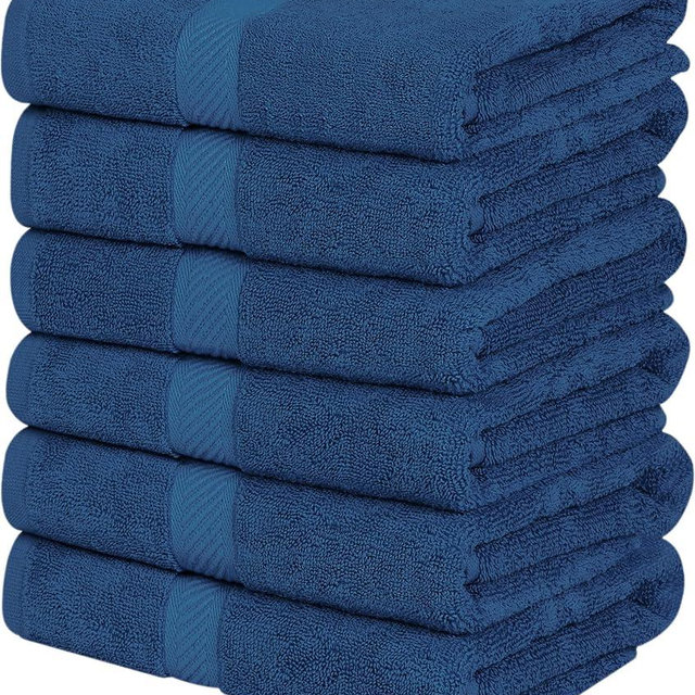 Utopia Towels 6 Pack Small Bath Towel Set, 22 by 44 Inches, 500 GSM 100% Ring Spun Cotton, Lightweight and Highly Absorbent Quick Drying Premium Towels for Hotel, Spa and Bathroom, Navy