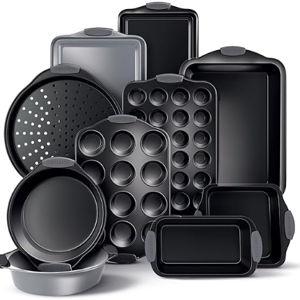 Country Kitchen Nonstick Stackable Bakeware Set - Heavy Duty, Durable, Easy Release Baking Set, Grey, 10 Pcs