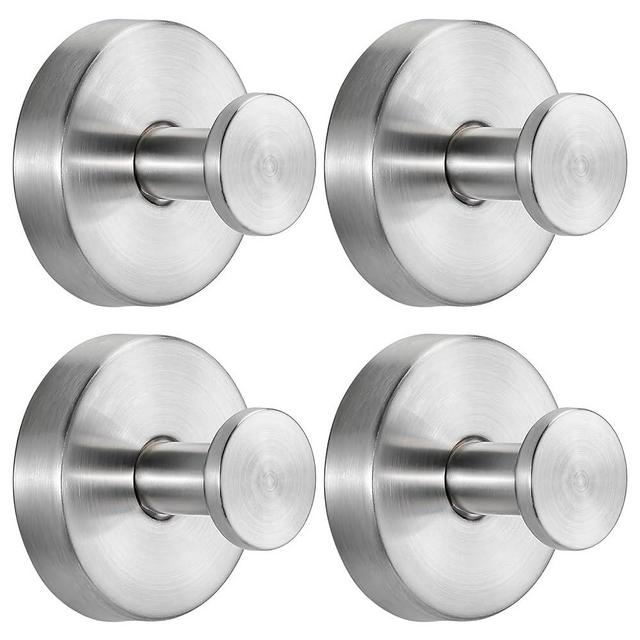 Fenas Suction Cup Hooks for Shower Bathroom Hooks for Towels, Robes, Loofah – Mountable on Bathroom Walls, Kitchen, Glass, Mirrors, Tile and Other Smooth, Non-Porous Surfaces Brushed Nickel 4 Pack