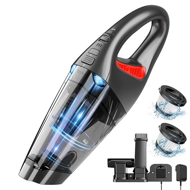 Handheld Vacuum Cordless Car Vacuum with LED Light, Lightweight Rechargeable Hand Vacuum Cordless with Strong Suction, Portable Mini Vacuum, Wet Dry Hand Held Vacuum Cleaner for Car/Home