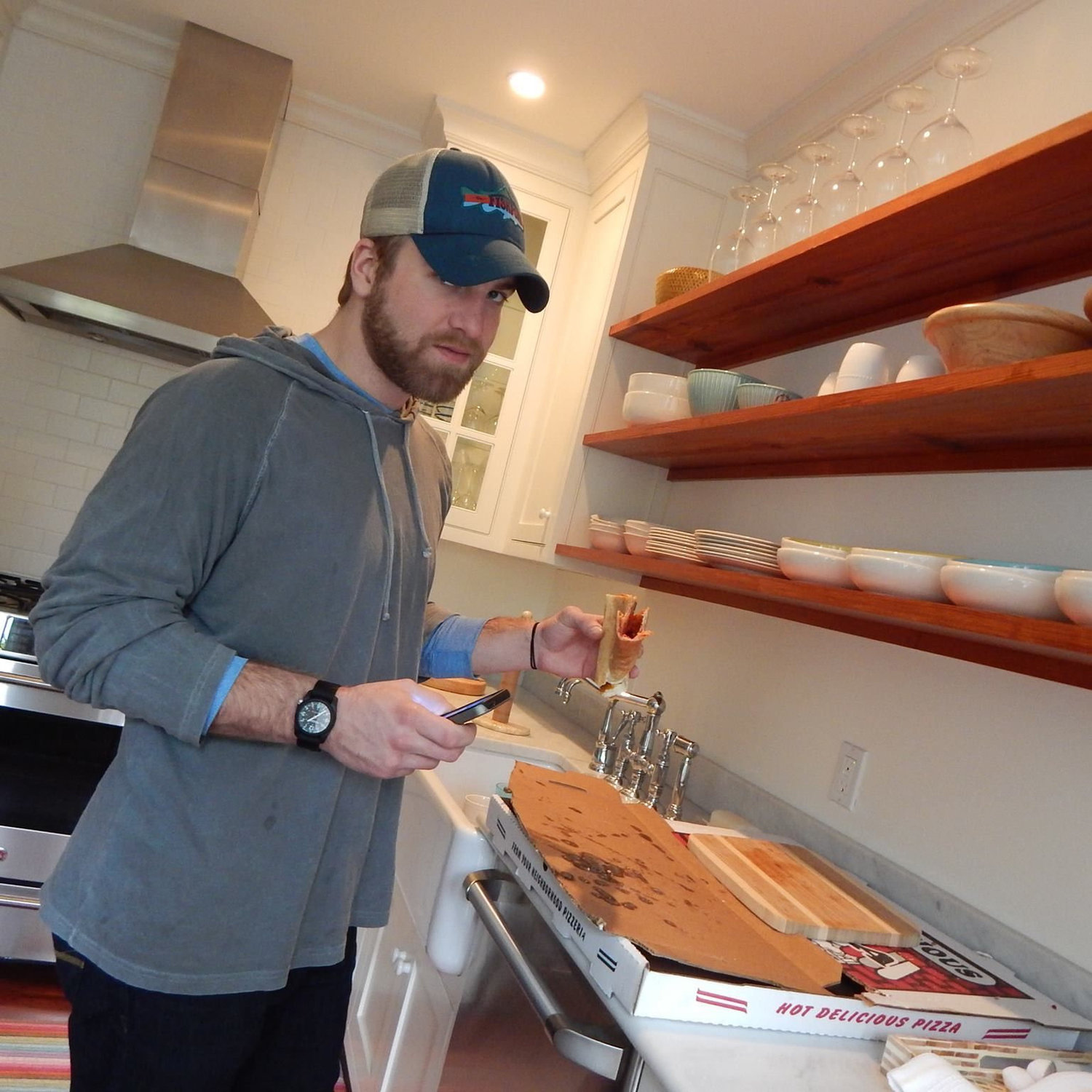 our first weekend away together alone at the carriage house. we ate a 5x5 foot pizza and three bottles of red wine