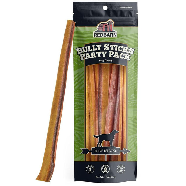 Redbarn All Natural 8-12” Bully Sticks for Medium & Large Dogs - Healthy Long Lasting Chews Variety Party Pack - 100% Beef Single Ingredient Low Odor Rawhide Free - 1 lb. Bag - Packaging May Vary